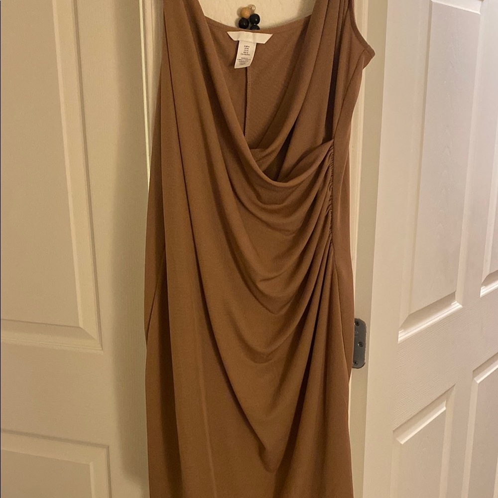 Elegant Tan Draped Dress
